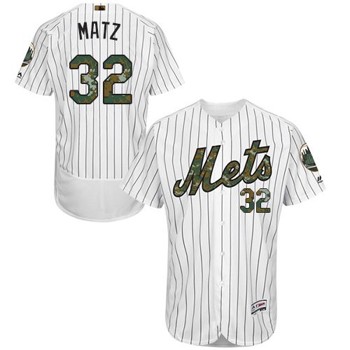 Mets #32 Steven Matz White(Blue Strip) Flexbase Authentic Collection Memorial Day Stitched MLB Jersey - Click Image to Close